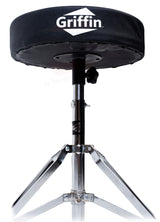 3 PACK GRIFFIN Drum Hardware Set - Kick Drum Pedal, Drummers Throne Seat & Straight Cymbal Stand | Deluxe Chrome Slip-Proof Gear Holder Percussion Set for Mounting Crash, Ride & Splash Cymbals from GeekStands.com