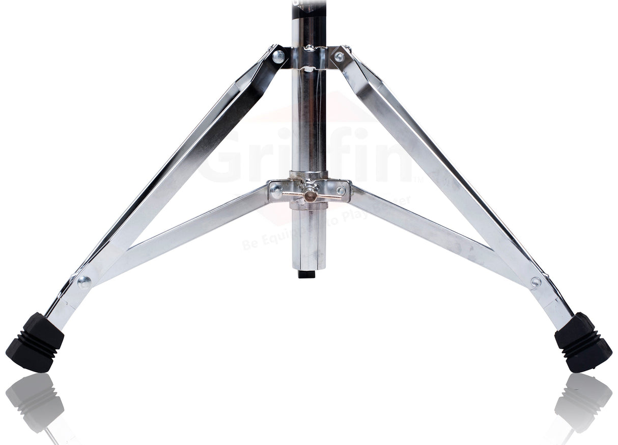 3 PACK GRIFFIN Drum Hardware Set - Kick Drum Pedal, Drummers Throne Seat & Straight Cymbal Stand | Deluxe Chrome Slip-Proof Gear Holder Percussion Set for Mounting Crash, Ride & Splash Cymbals from GeekStands.com