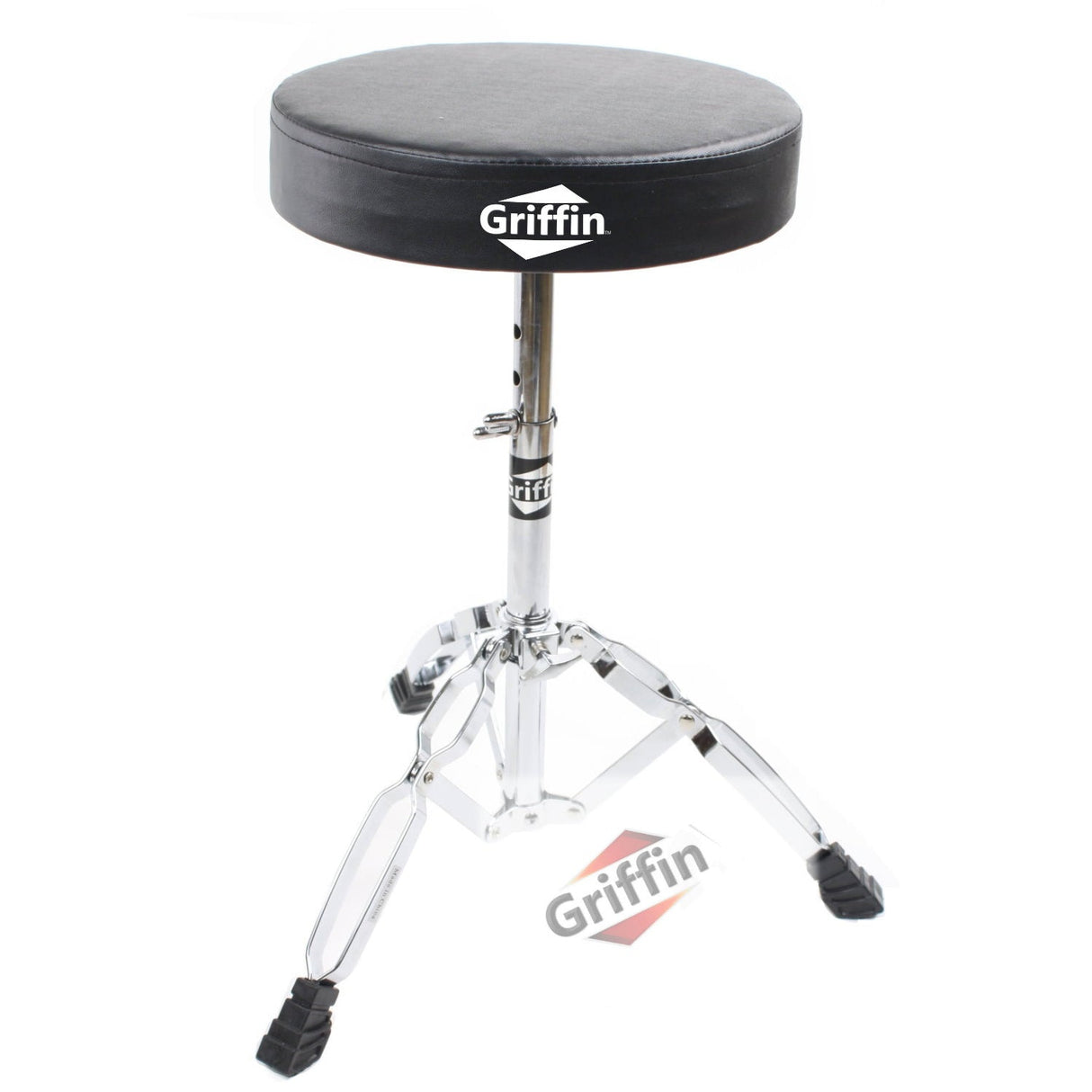 Drum Throne Stand by GRIFFIN - Padded Drummer’s Seat - Comfortable Drum Set Percussion Chair from GeekStands