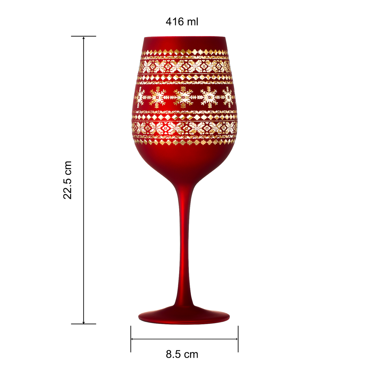 Crystal Stemmed Christmas Wine Glasses Goblets - Set of 2 - Vibrant Themed Red & Gold Etched Winter Snow Wonderland Frosted Glass, Perfect Holiday Themed Seasonal Parties, Great for Christmas & Gifts from The Wine Savant