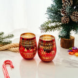 Crystal Christmas Tree Wine & Water Glasses - Set of 2 - Holiday Themed Red & Gold Etched Winter Snow Wonderland Frosted Glass, Perfect Seasonal Parties, Gifts Him & Her Trees Décor - Stemless Trees from The Wine Savant