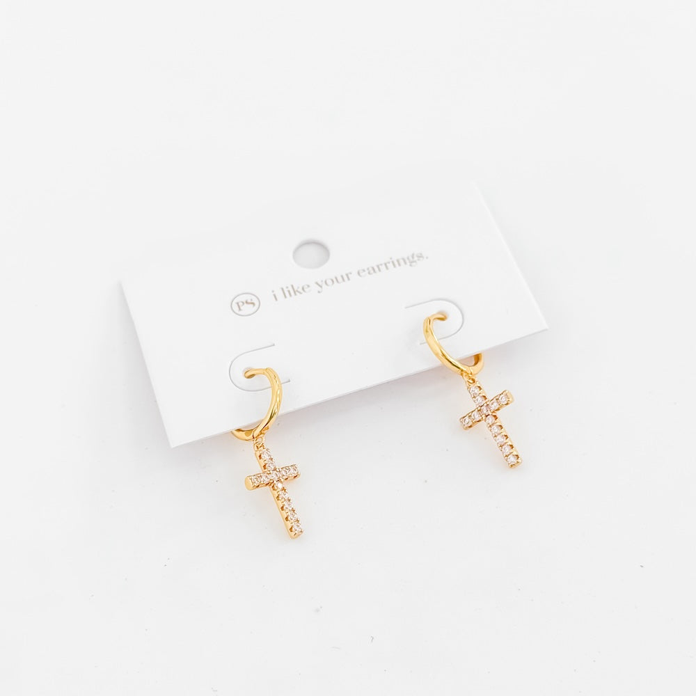 Taryn Diamond Cross Earrings - WATERPROOF from Pretty Simple