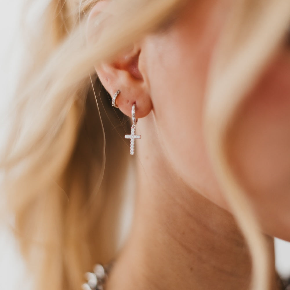 Taryn Diamond Cross Earrings - WATERPROOF from Pretty Simple
