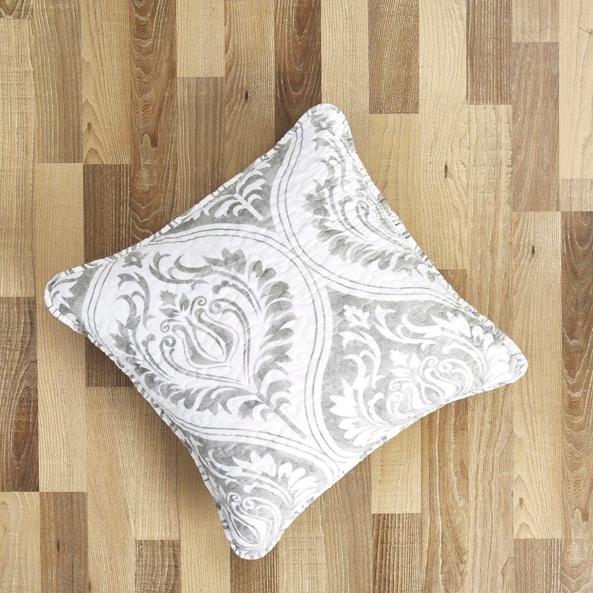 Tache Paisley Damask Matelasse Austere Grey Moon Sky Cushion Cover / Euro Sham (TB300-199)