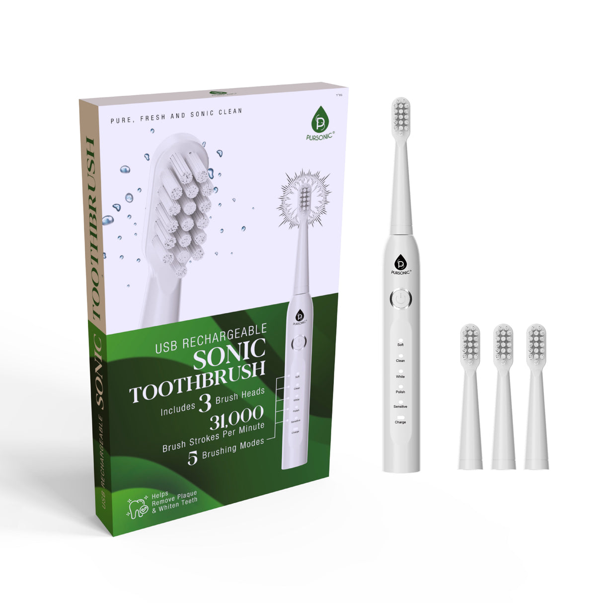 USB Rechargeable Electric Toothbrush from Pursonic