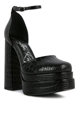 Tempt Me Croc Textured High Block Heel Sandals from London Rag International