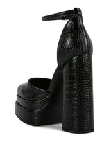 Tempt Me Croc Textured High Block Heel Sandals from London Rag International