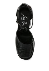 Tempt Me Croc Textured High Block Heel Sandals from London Rag International