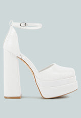 Tempt Me Croc Textured High Block Heel Sandals from London Rag International