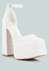 Tempt Me Croc Textured High Block Heel Sandals from London Rag International
