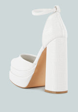 Tempt Me Croc Textured High Block Heel Sandals from London Rag International