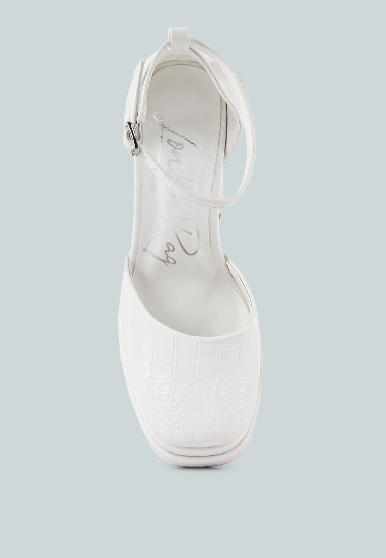 Tempt Me Croc Textured High Block Heel Sandals from London Rag International