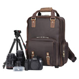The Gaetano | Large Leather Backpack Camera Bag with Tripod Holder from STEEL HORSE LEATHER