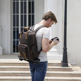 The Gaetano | Large Leather Backpack Camera Bag with Tripod Holder from STEEL HORSE LEATHER