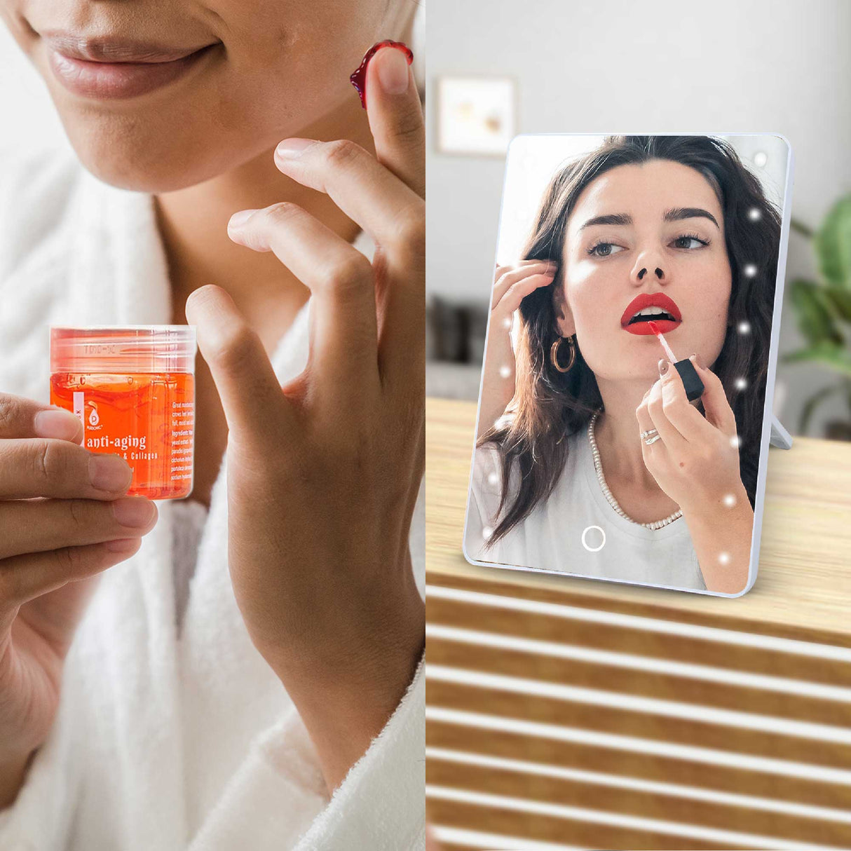 Pursonic Touchscreen LED Vanity Mirror and Luxurious Gel & Mud Face Mask Set from Pursonic