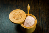 Bamboo Salt Container filled with Pink Himalayan Salt from Spice Wheel