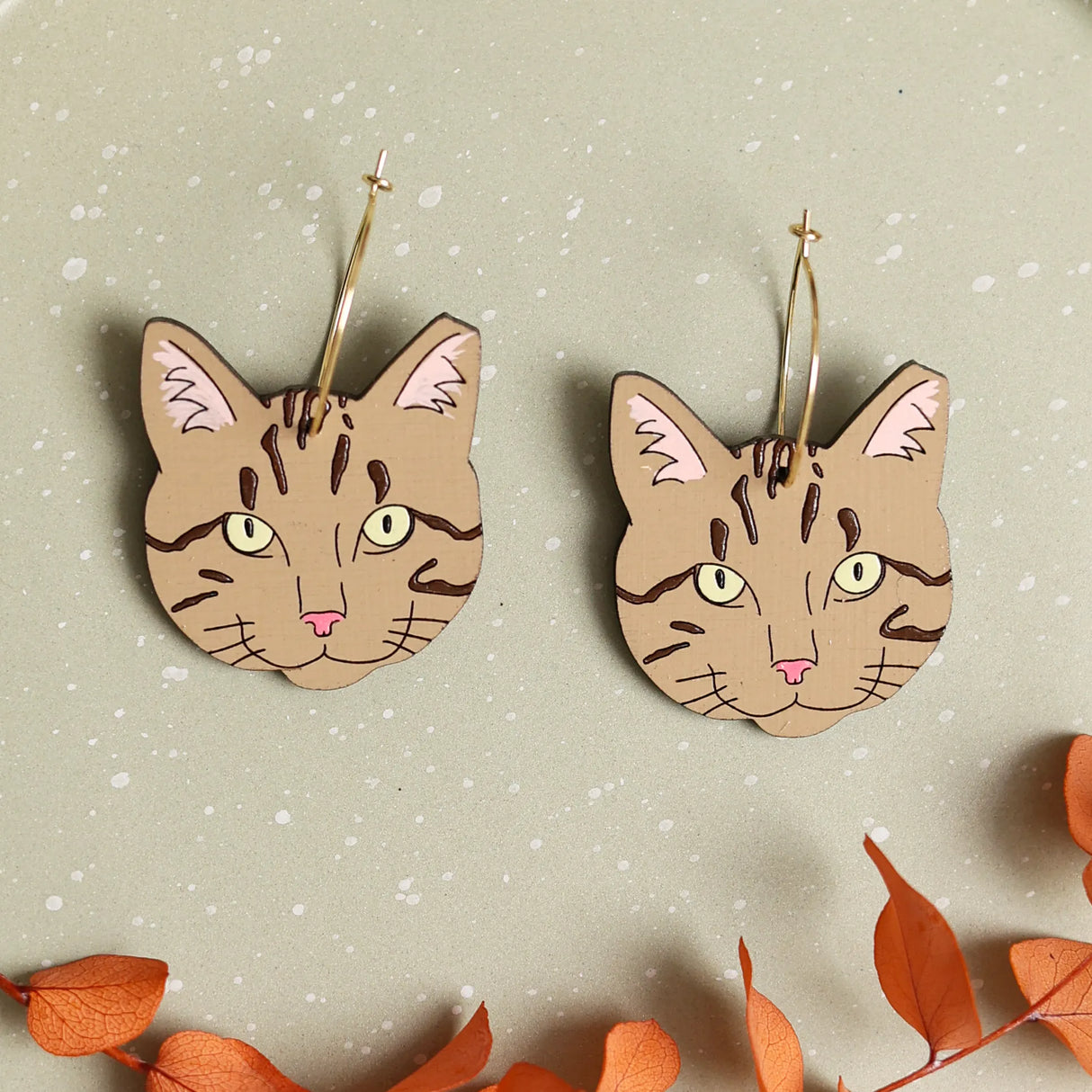TNR Grey Tabby Cat Hoops from LE CHIC MIAMI