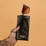 Black Faux  Croco Soft Pouch From TopFoxx