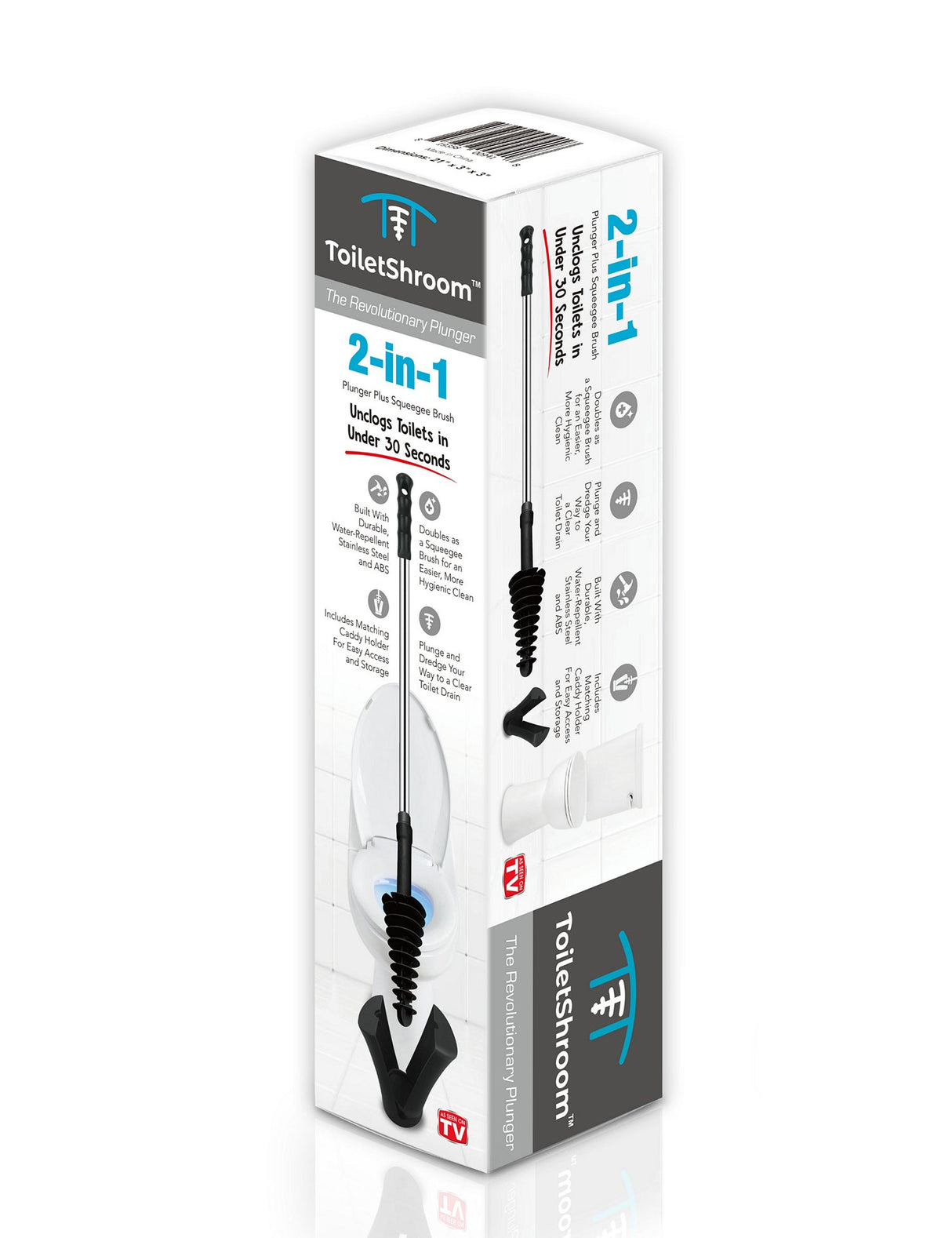 ToiletShroom (Black) Toilet Plunger that Unclogs Toilets in Seconds from TubShroom.com