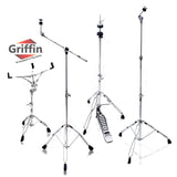 GRIFFIN Cymbal Stand Hardware Pack 4 Piece Set | Full Size Percussion Drum Hardware Kit with Snare Mount, Hi-Hat Pedal, Cymbal Boom, & Straight Cymbal Stand | Lightweight & Portable | Perfect for Gigs from GeekStands.com