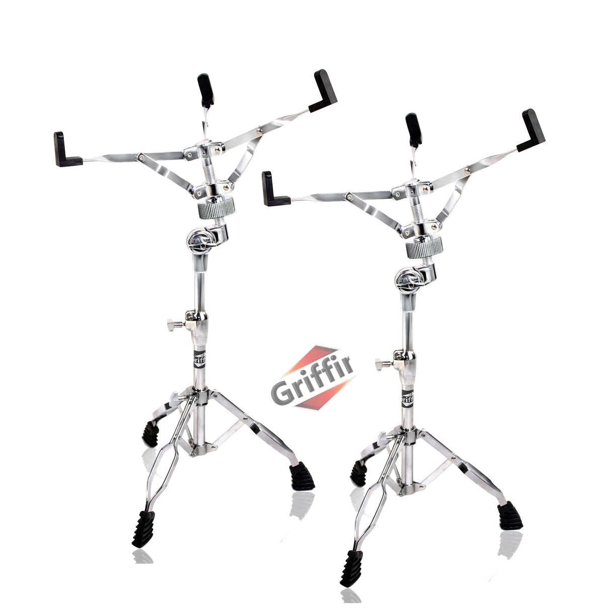 2-PACK Snare Drum Stand by GRIFFIN | Chrome Double Braced, Light Weight Mount for Standard Snares, Tom Drums & Practice Pad | Slip-Proof Gear Tilter & Clamp Style Basket Holder Percussion Hardware Kit from GeekStands.com