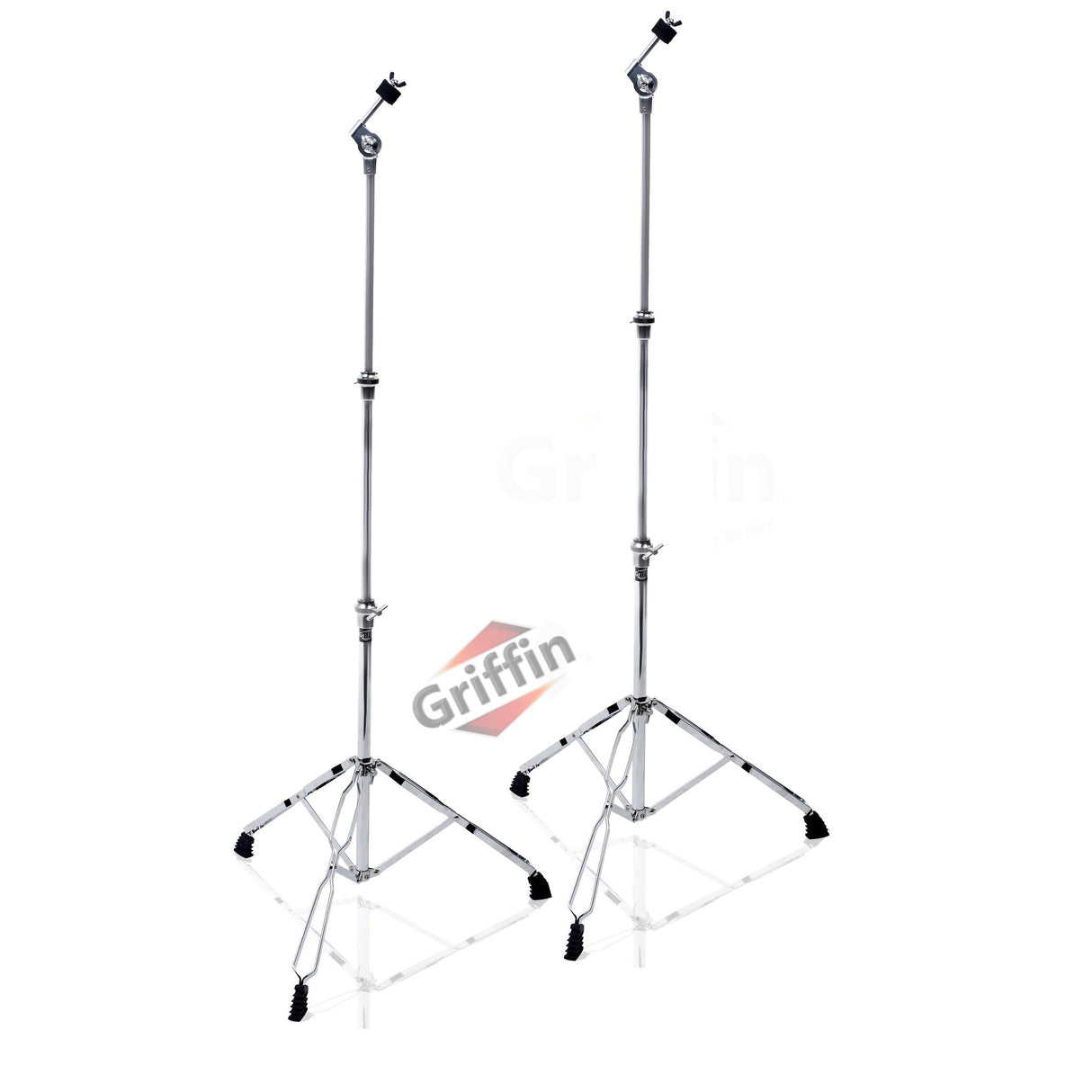 Straight Cymbal Stand (2 Pack) by GRIFFIN - Double Braced Legs, Slip-Proof Gear Holder - Light-Duty for Mobile Drummers Percussion Drum Hardware Set from GeekStands.com