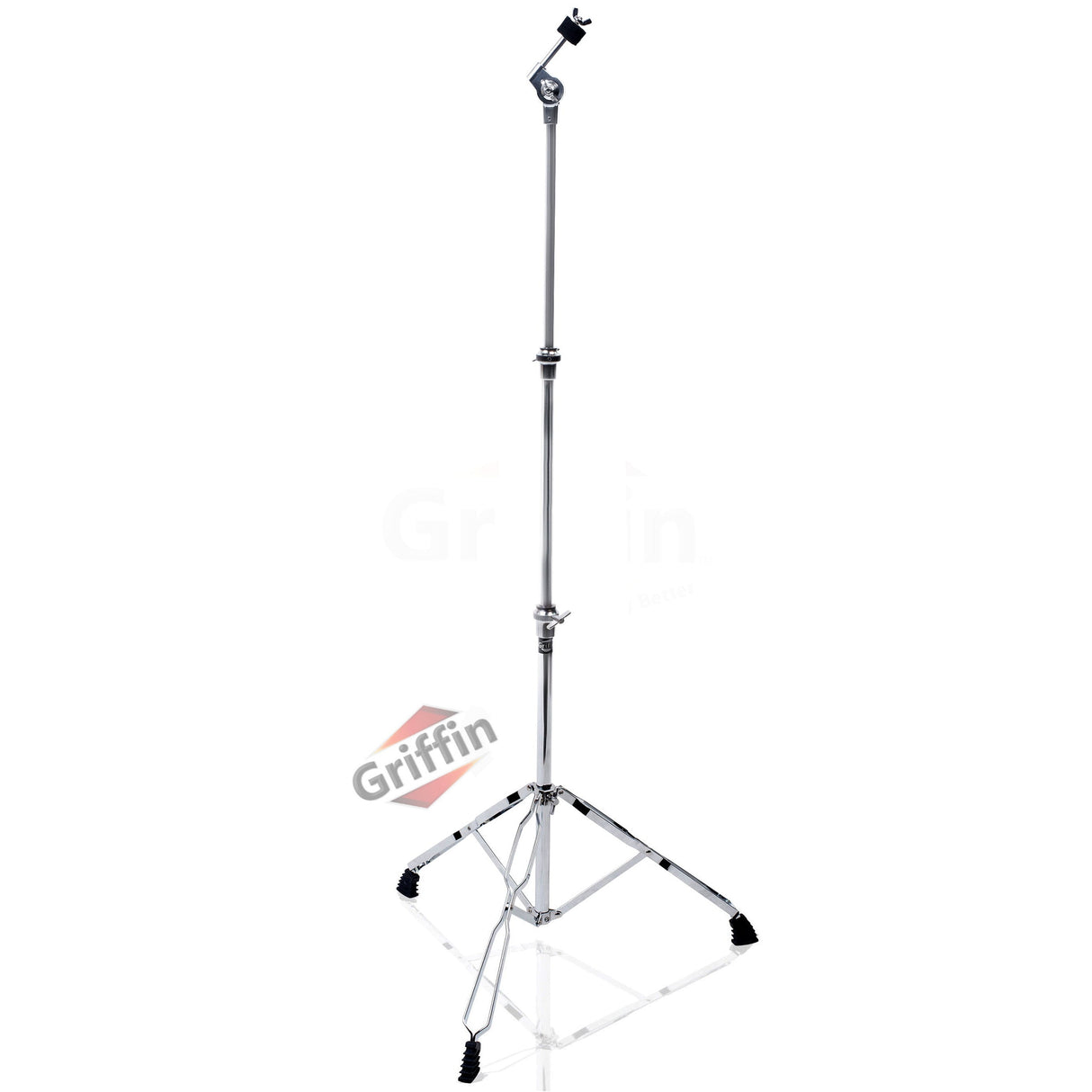 Straight Cymbal Stand by GRIFFIN | Deluxe Percussion Drum Hardware Set for Mounting Medium-Duty Crash, Ride & Splash Cymbals | Double Braced Legs, Slip-Proof Gear Holder | Light for Mobile Drummers from GeekStands.com