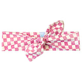 Ultra Soft Knotted Headband - Pink Checkered From Headbands of Hope