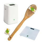 Bathroom Essential Set: Luxury Towel Warmer Bucket, Digital Scale, and Bamboo Bath Body Brush from Pursonic