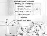 DaDa Bedding Bed in a Bag Bundle Set - Radiant Sunshine Yellow Hummingbirds Floral Bedding Set (JHW-925) from DaDalogy Bedding Collection