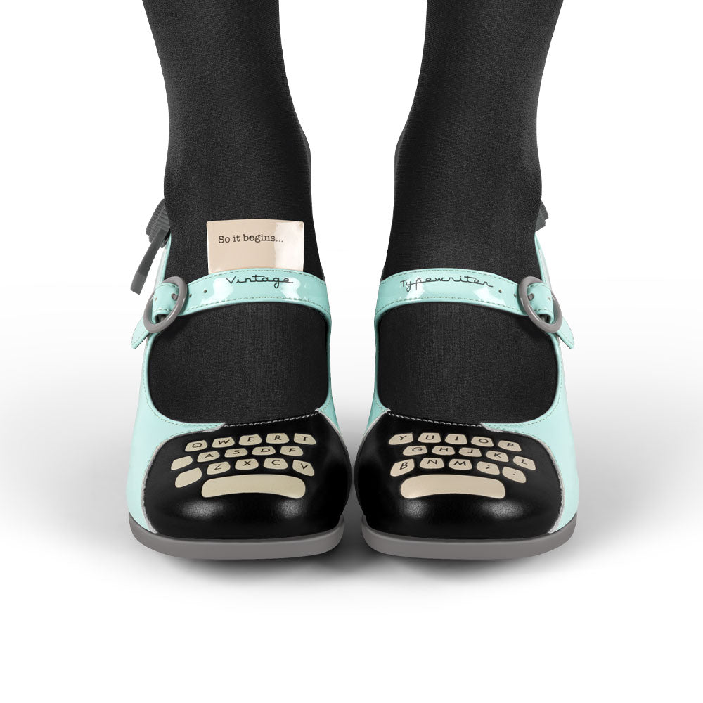 Chocolaticas® Mid Heels Typewriter Women's Mary Jane Pump from Hot Chocolate Design