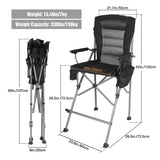 Extra Tall Bar Height Foldable Director Chairs for Adults with High Back and Hard Arms, Support 330lbs From Redcamp