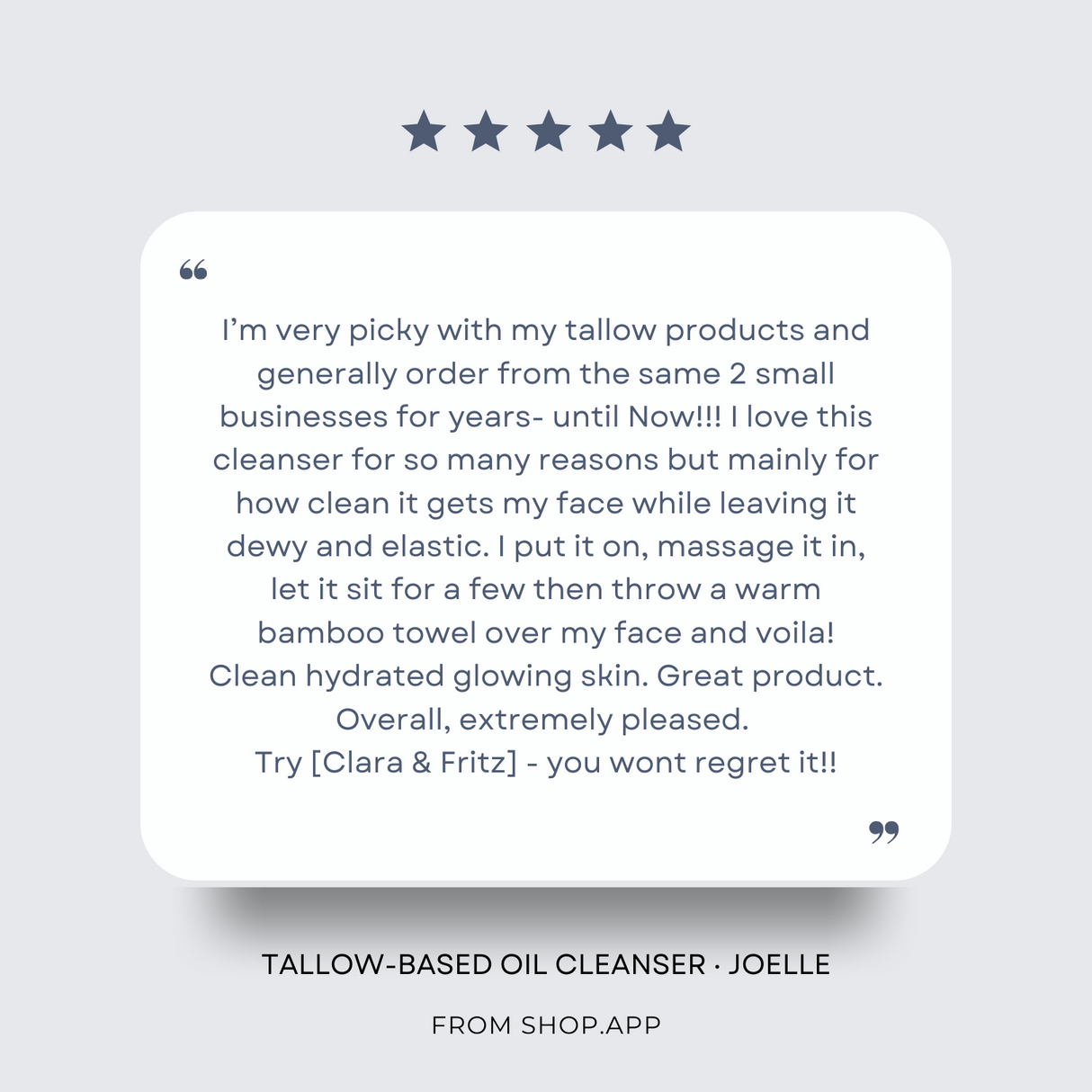 Tallow-Based Oil Cleanser from Clara & Fritz Tallow Shop