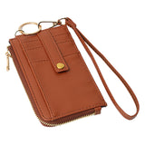 Faux Leather Basket Weave Flat Card Holder Wallet with Wristlet  from Madeline Love