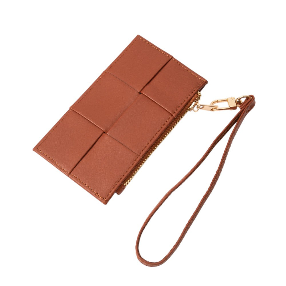 Faux Leather Weave Flat  Coin Wallet  from Madeline Love