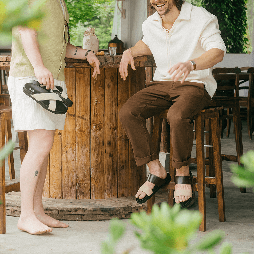 Men's Brown & Tan Cinturini Sandal From Del Toro Shoes