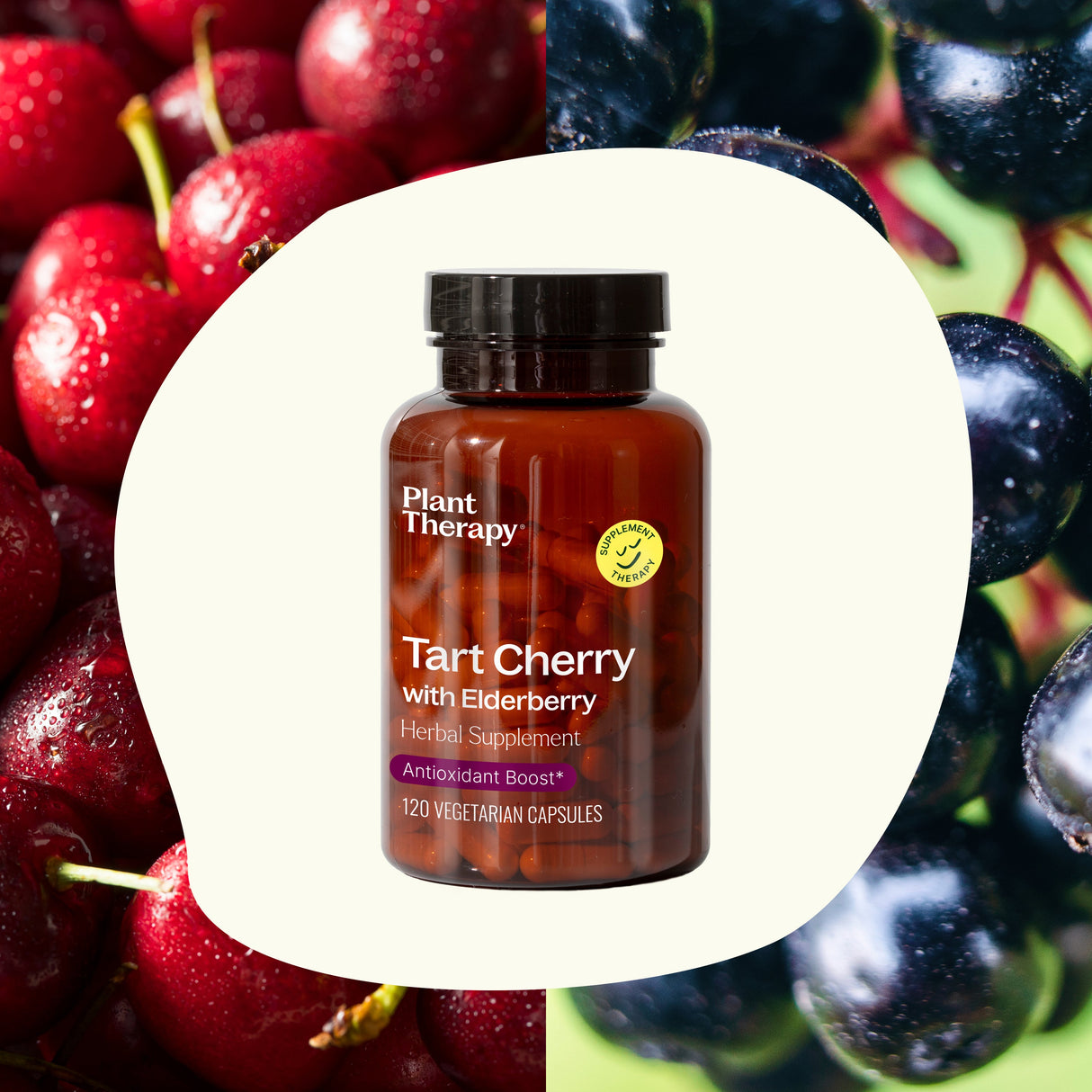 Tart Cherry with Elderberry Herbal Supplement - 120 Capsules from Plant Therapy