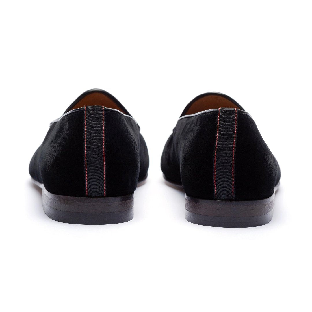 Men's Black Velvet Tassel Loafer From Del Toro Shoes