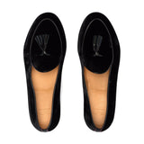 Men's Black Velvet Tassel Loafer From Del Toro Shoes