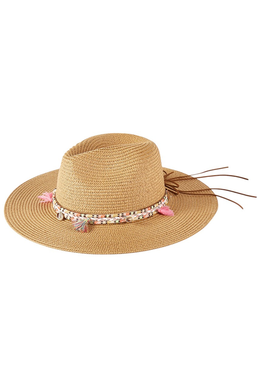 Boho Tassel Multi Color Band Summer Straw Sun Hat from Madeline Love