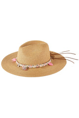 Boho Tassel Multi Color Band Summer Straw Sun Hat from Madeline Love