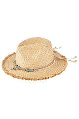 Braided Starfish Band Frayed Straw Summer Sun Hat from Madeline Love