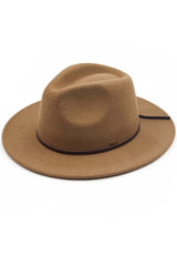 C.C Wool Felt Detailed Panama Hat Leather Bow Trim from Madeline Love