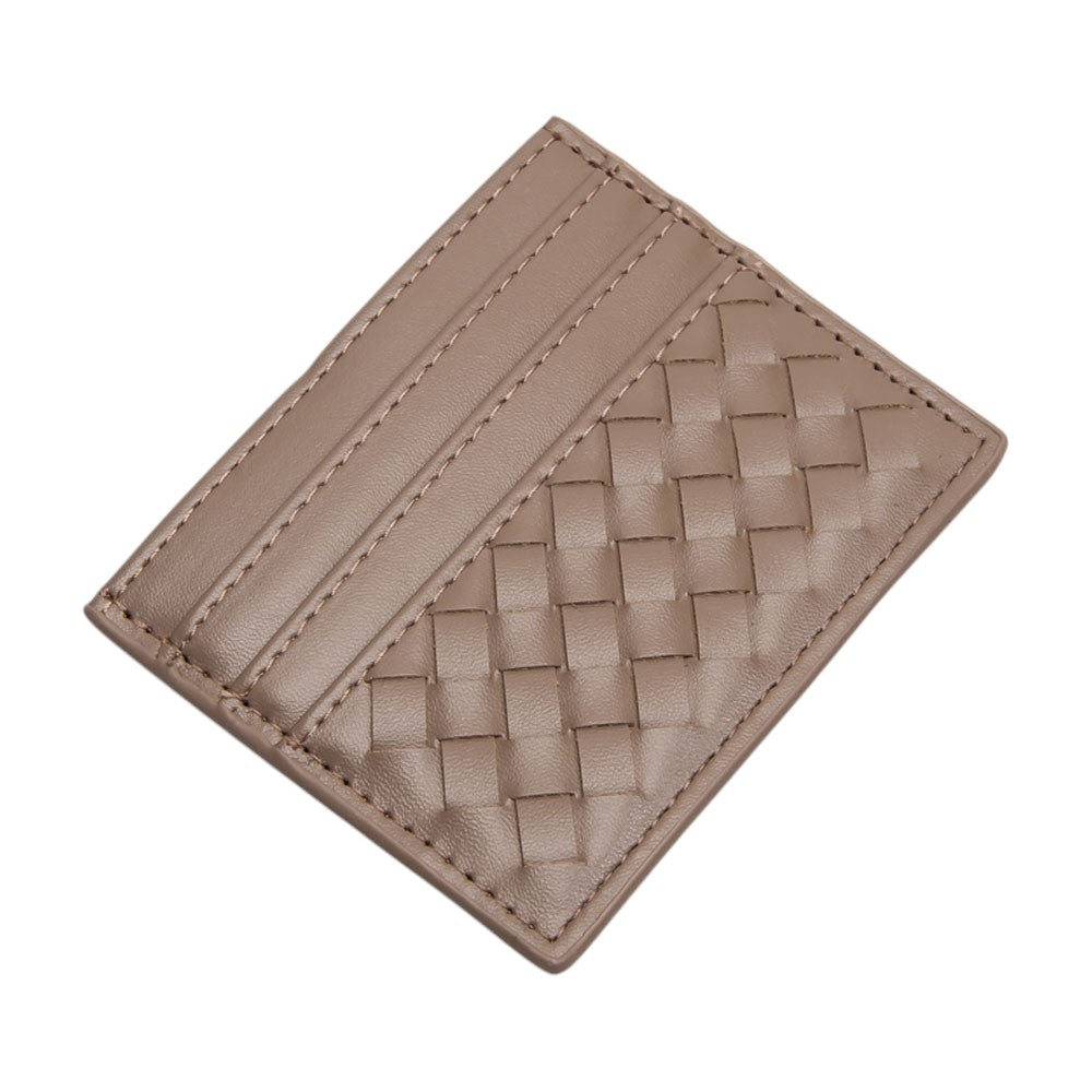 Faux Leather Basket Weave Card Holder Wallet  from Madeline Love