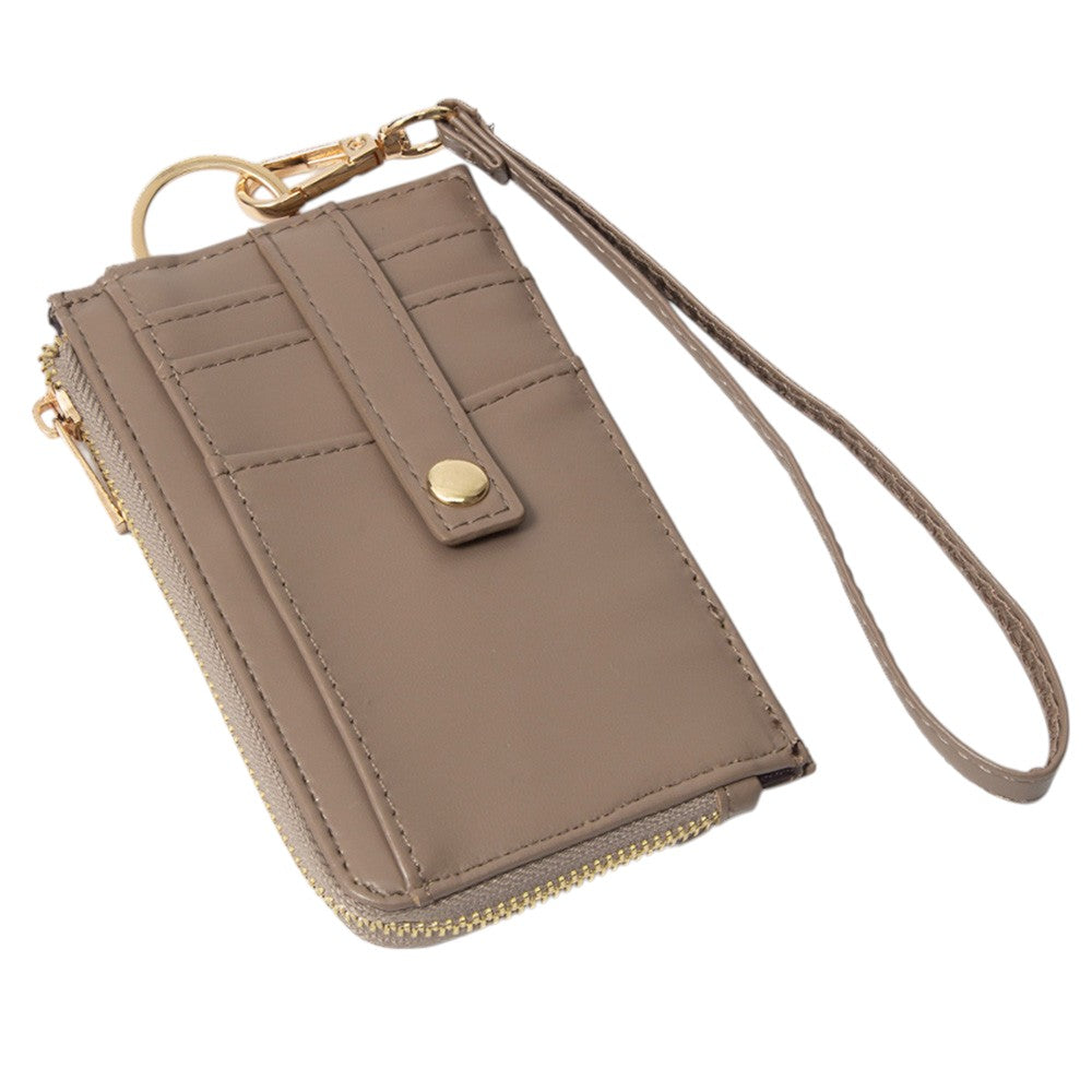 Faux Leather Basket Weave Flat Card Holder Wallet with Wristlet  from Madeline Love