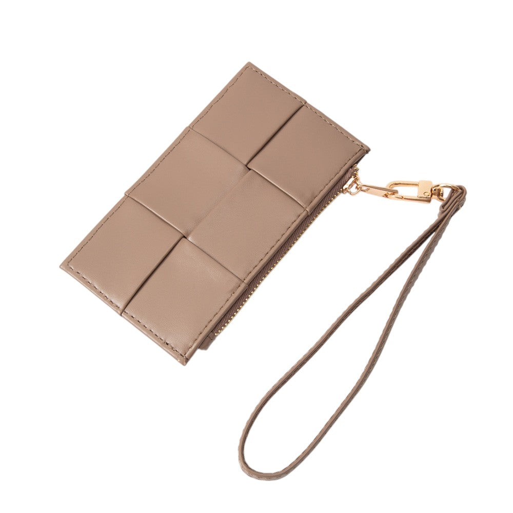 Faux Leather Weave Flat  Coin Wallet  from Madeline Love