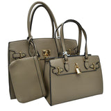 Padlock Accent 3 in 1 Twin Tote-Satchel Value Set with Wallet  from Madeline Love
