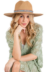 Aztec Tribal Pattern Band Straw Summer Sun Hat from Madeline Love