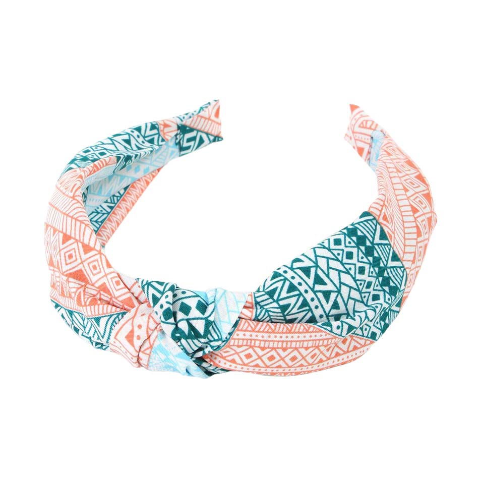 Aztec Patterned Burnout Knot Headband from Madeline Love