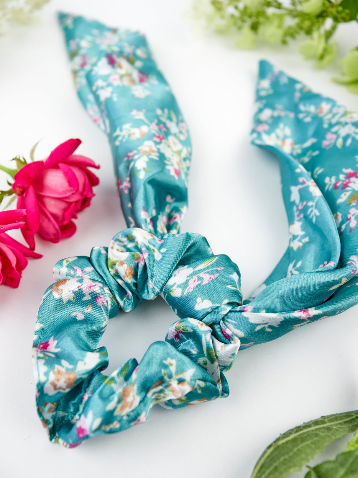 Teal Satin Scarf Scrunchie from Ash & Rose